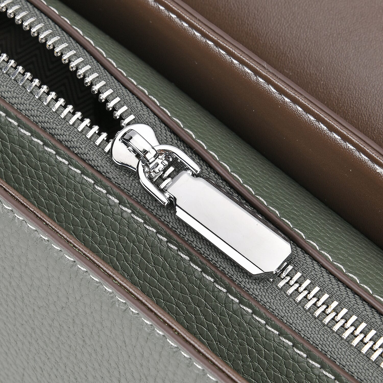 Leather Snakeskin Crossbody Bag (Size 26x12x22 cm) - Olive & Tan