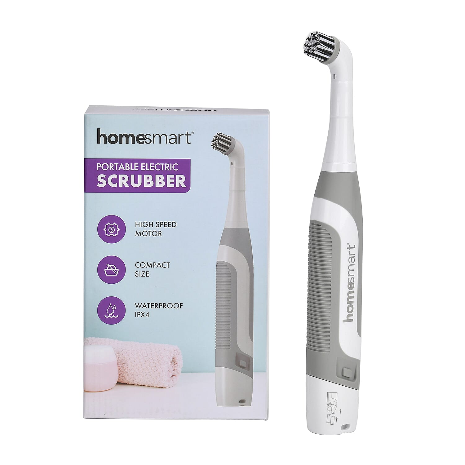 Homesmart Electric Scrubber - 4 Heads, Water Resistant - Grey Homesmart Electric Scrubber - 4 Heads, Water Resistant - Grey