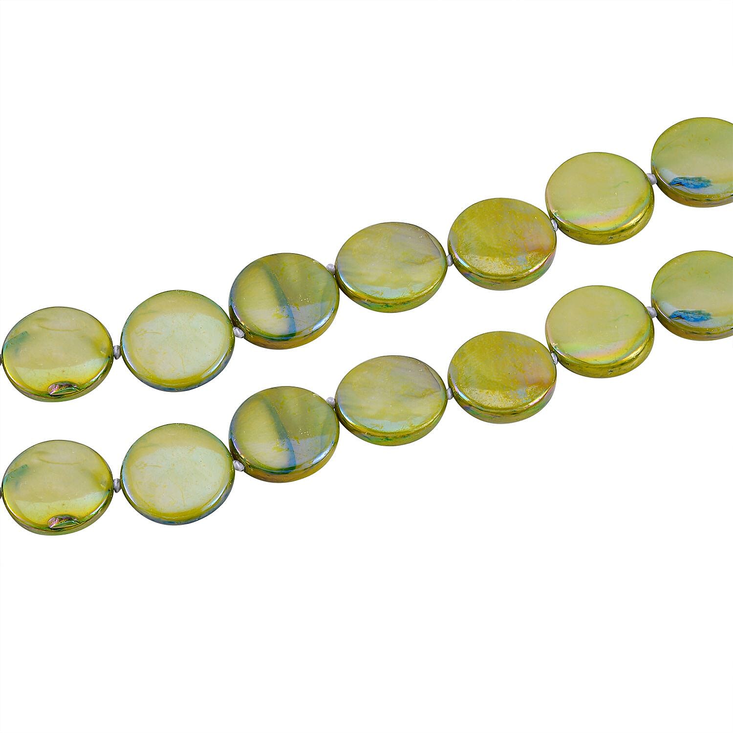 Green Shell Coin Necklace (Size - 46) 424.00 Ct.