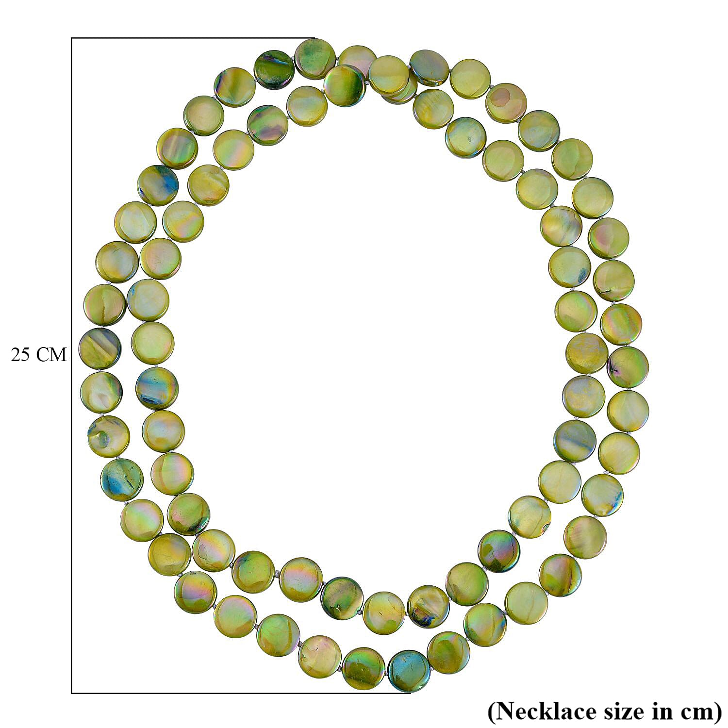 Green Shell Coin Necklace (Size - 46) 424.00 Ct.