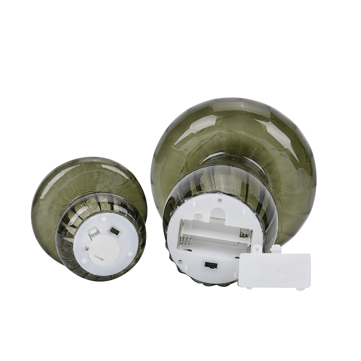 Set of 2 Glass Mushroom Table Lamps (Size 8x8x10 cm) - Dark Green