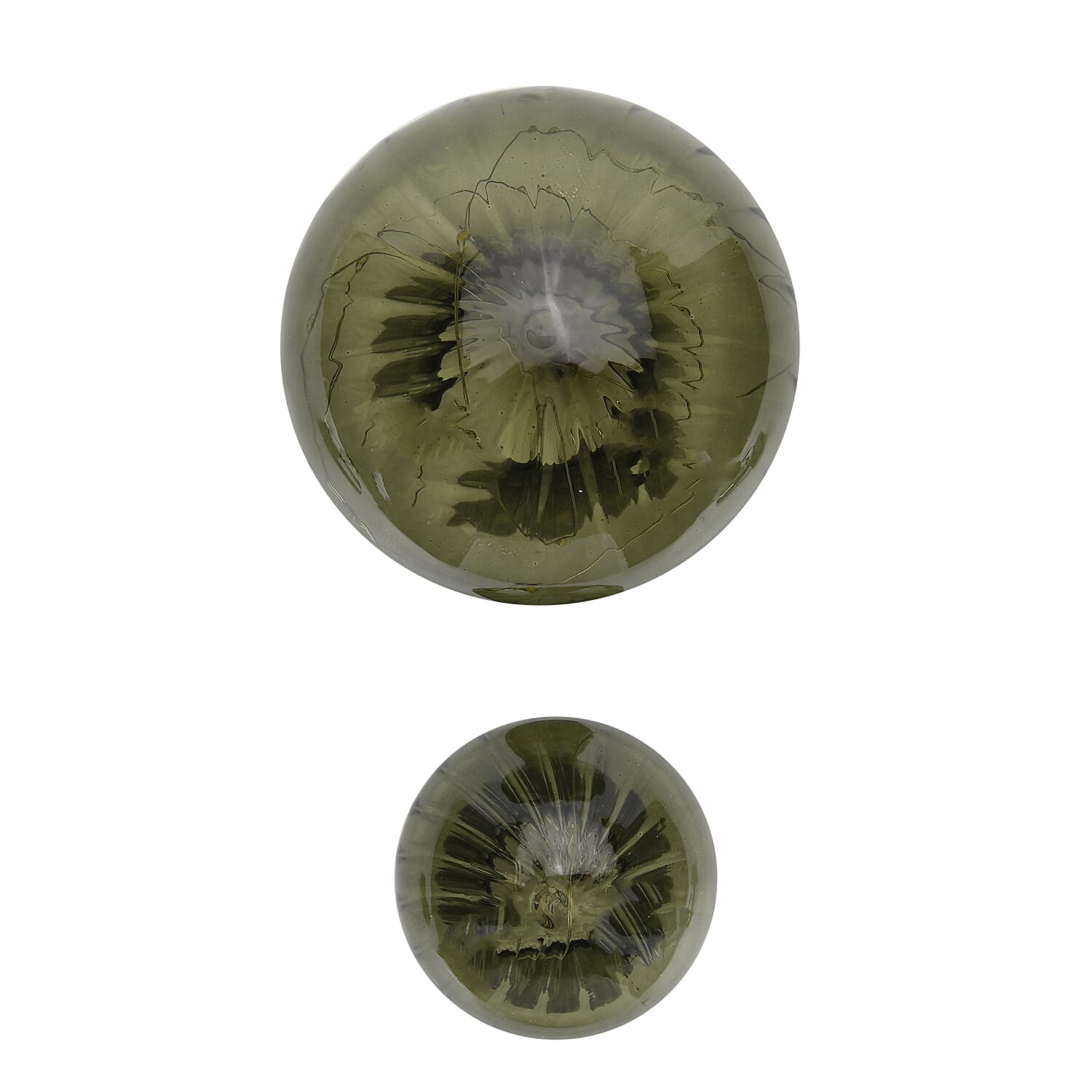 Set of 2 Glass Mushroom Table Lamps (Size 8x8x10 cm) - Dark Green