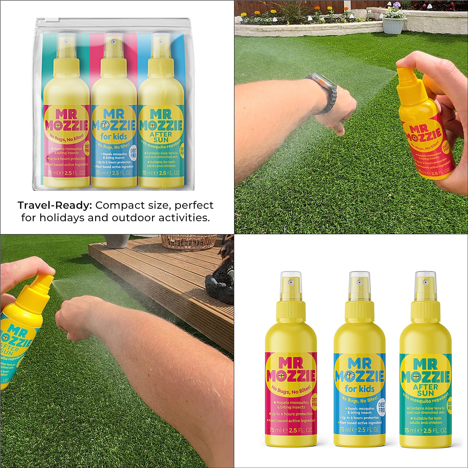 Mr Mozzie Mosquito Repellent Travel Set (Inc. 75ml Adult Mosquito Repellent, 75ml Kids Mosquito Repellent & 75ml Aftersun with Mosquito Repellent) Mr Mozzie Mosquito Repellent Travel Set (Inc. 75ml Adult Mosquito Repellent, 75ml Kids Mosquito Repellent & 75ml Aftersun with Mosquito Repellent)