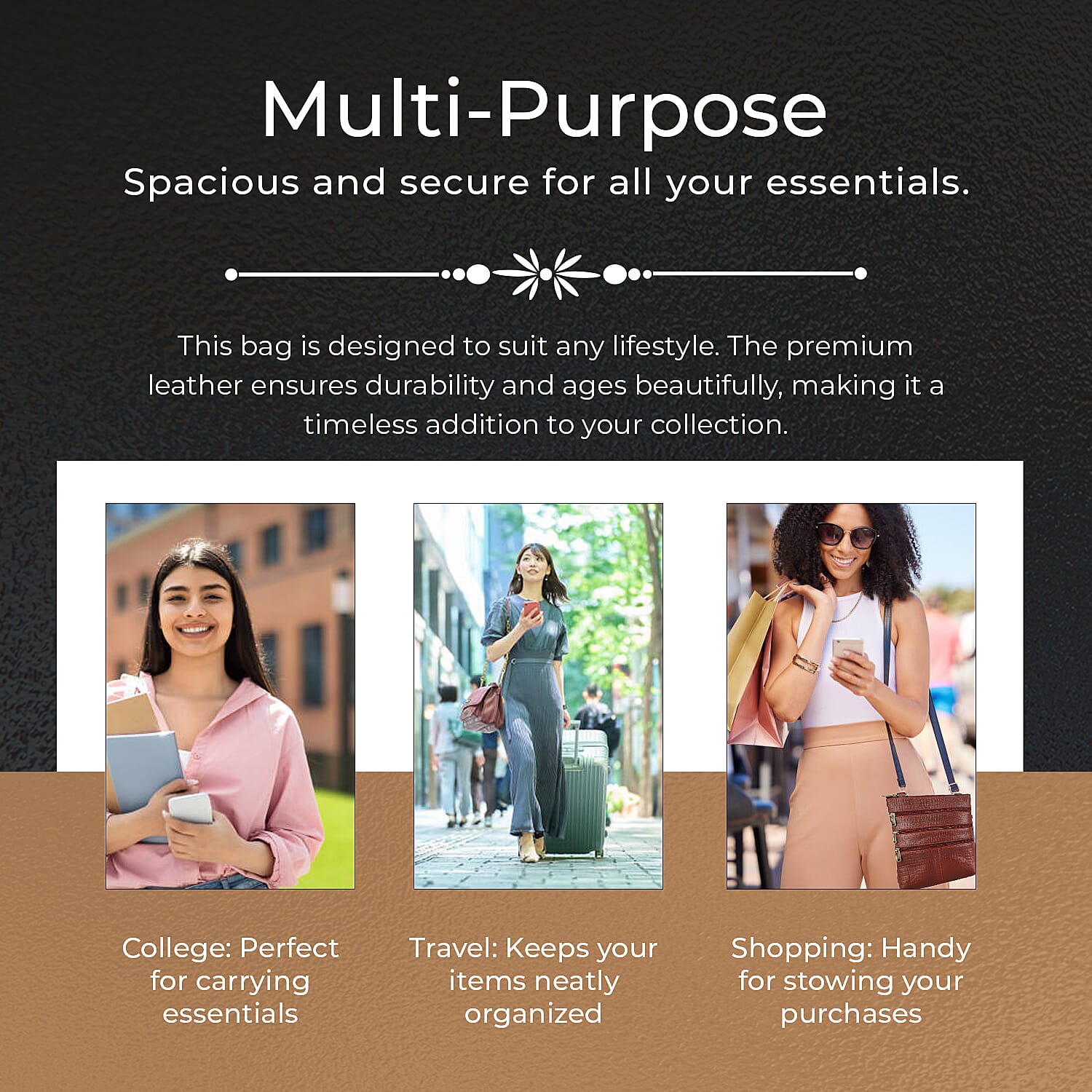 100% Genuine Leather Croco Embossed Crossbody Bag With Shoulder Strap - Burgundy