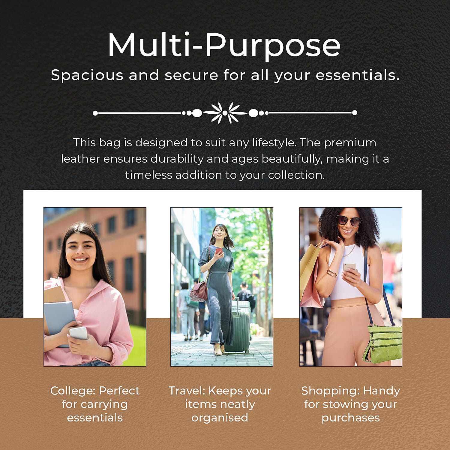 100% Genuine Leather Croco Embossed Crossbody Bag With Shoulder Strap - Green