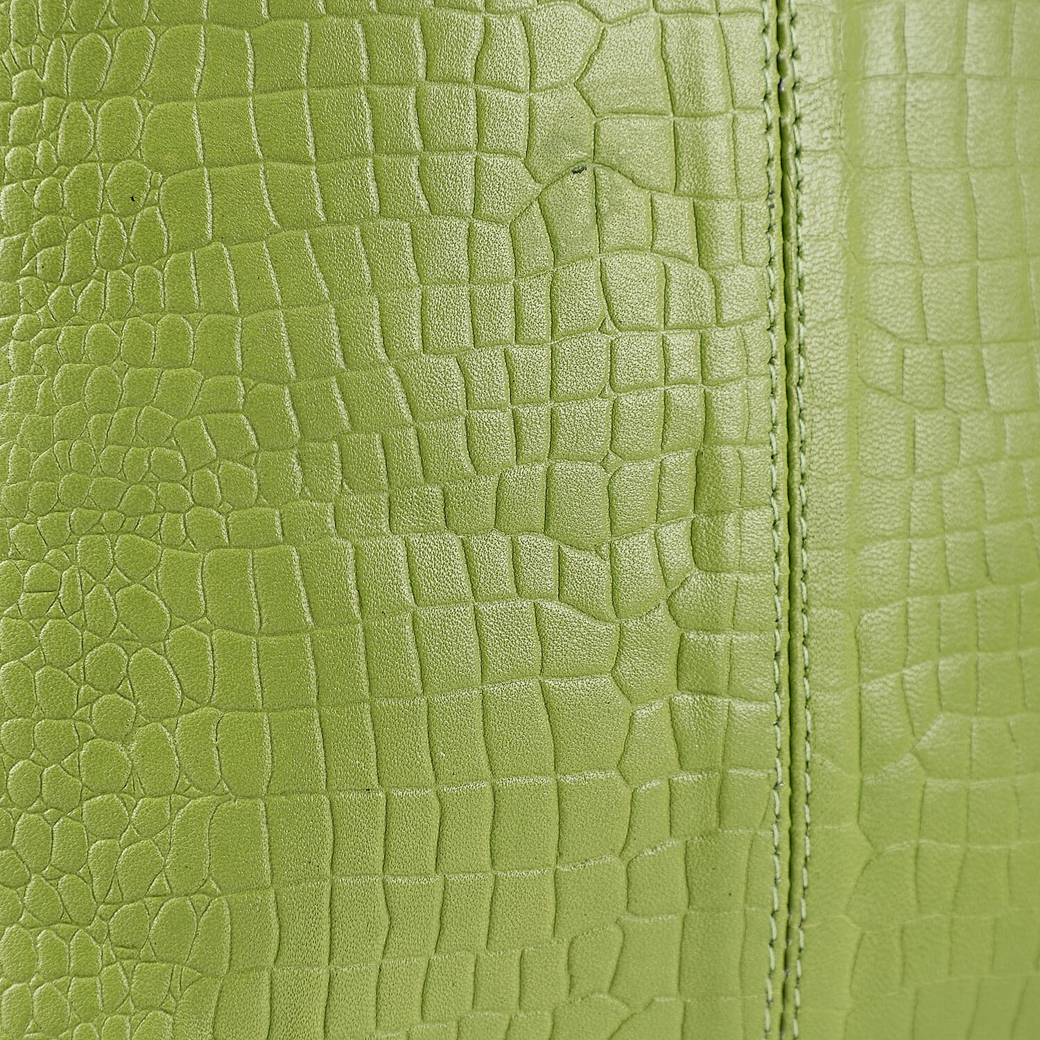 100% Genuine Leather Croco Embossed Crossbody Bag With Shoulder Strap - Green