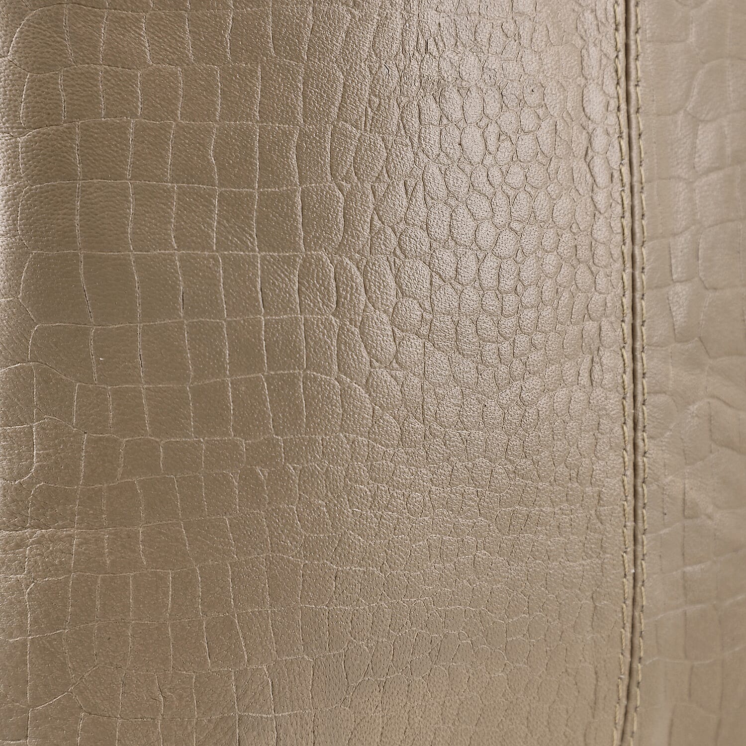 100% Genuine Leather Croco Embossed Crossbody Bag With Shoulder Strap - Taupe