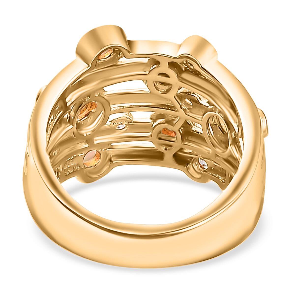 Ethiopian Welo Opal and Natural Zircon Bubble Ring in 18K Gold Vermeil Sterling Silver 1.10 ct, Silver Wt. 6.93 Gms