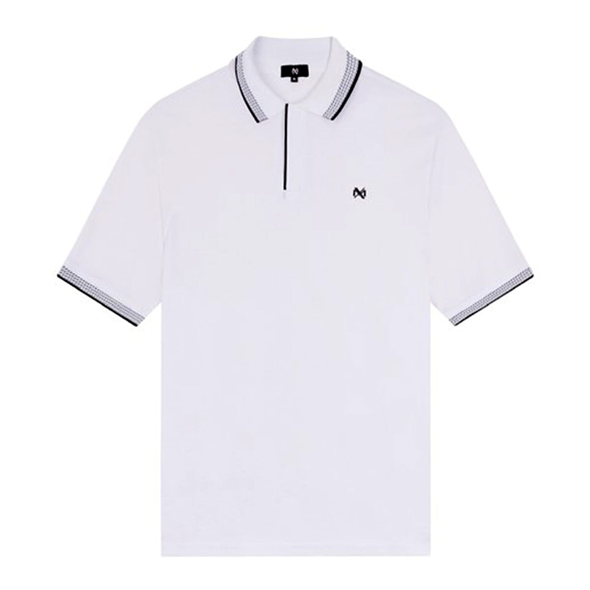 KARL Mens Stripe Collar Logo Polo Shirt - Black