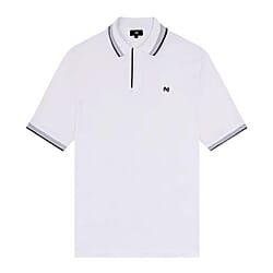 KARL Mens Stripe Collar Logo Polo Shirt - Black