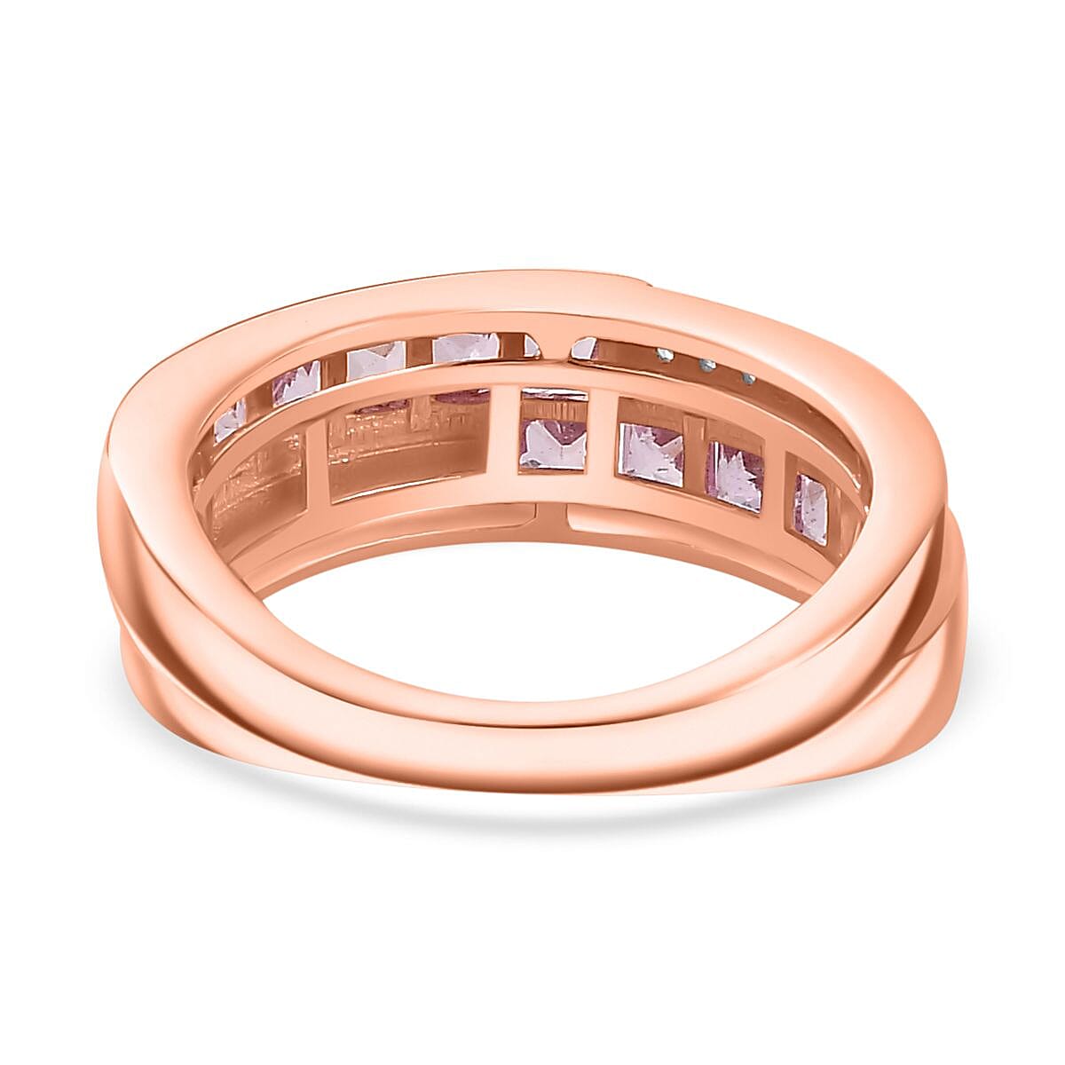 Madagascar Pink Sapphire & Natural Zircon Half-Eternity Band Ring in 18K RG Vermeil Plated Sterling Silver 1.20 Ct Madagascar Pink Sapphire & Natural Zircon Half-Eternity Band Ring in 18K RG Vermeil Plated Sterling Silver 1.20 Ct