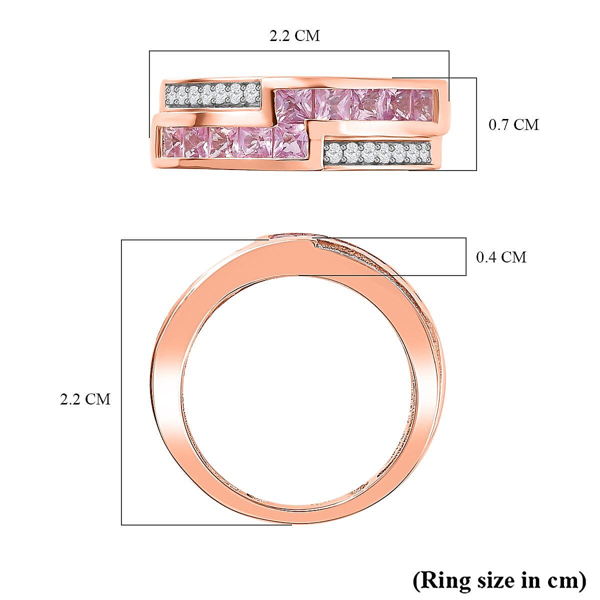 Madagascar Pink Sapphire & Natural Zircon Half-Eternity Band Ring in 18K RG Vermeil Plated Sterling Silver 1.20 Ct Madagascar Pink Sapphire & Natural Zircon Half-Eternity Band Ring in 18K RG Vermeil Plated Sterling Silver 1.20 Ct