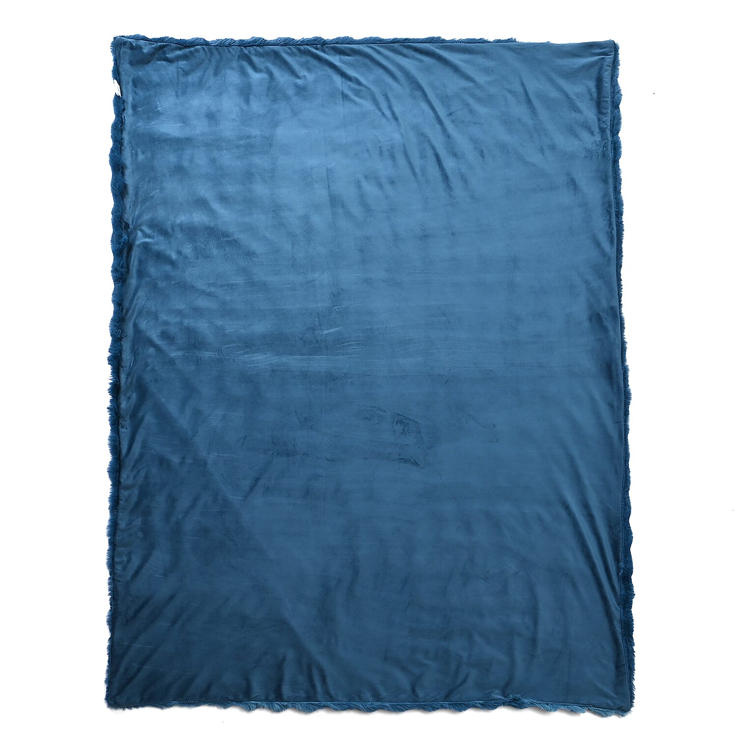 Faux Rabbit fur double layer blanket (Size 150 x 200 cm) - Navy & Cream