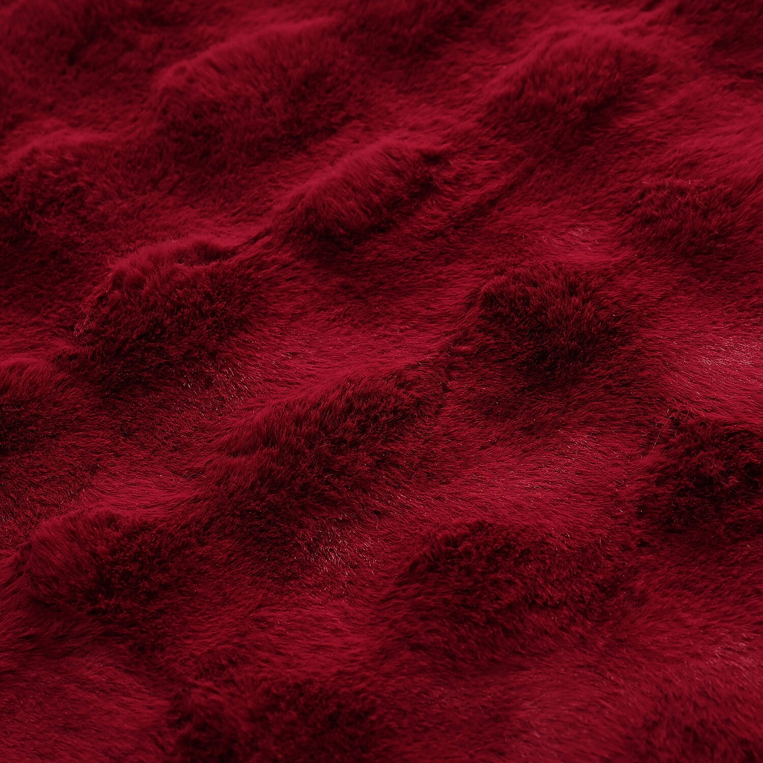 Faux Rabbit fur double layer blanket (Size 150 x 200 cm) - Burgundy & Cream