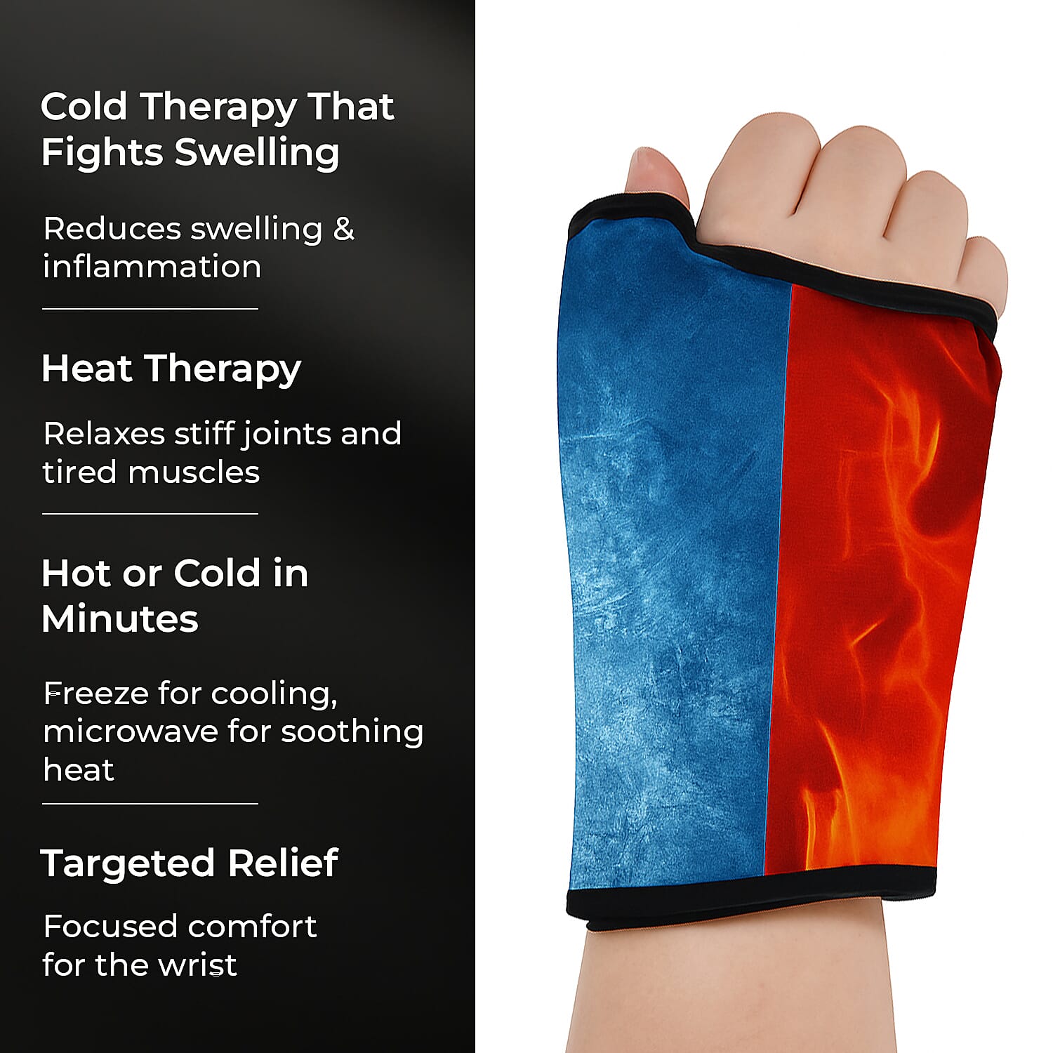 Soothing Black Gel Sleeve for Hot & Cold Hand Therapy