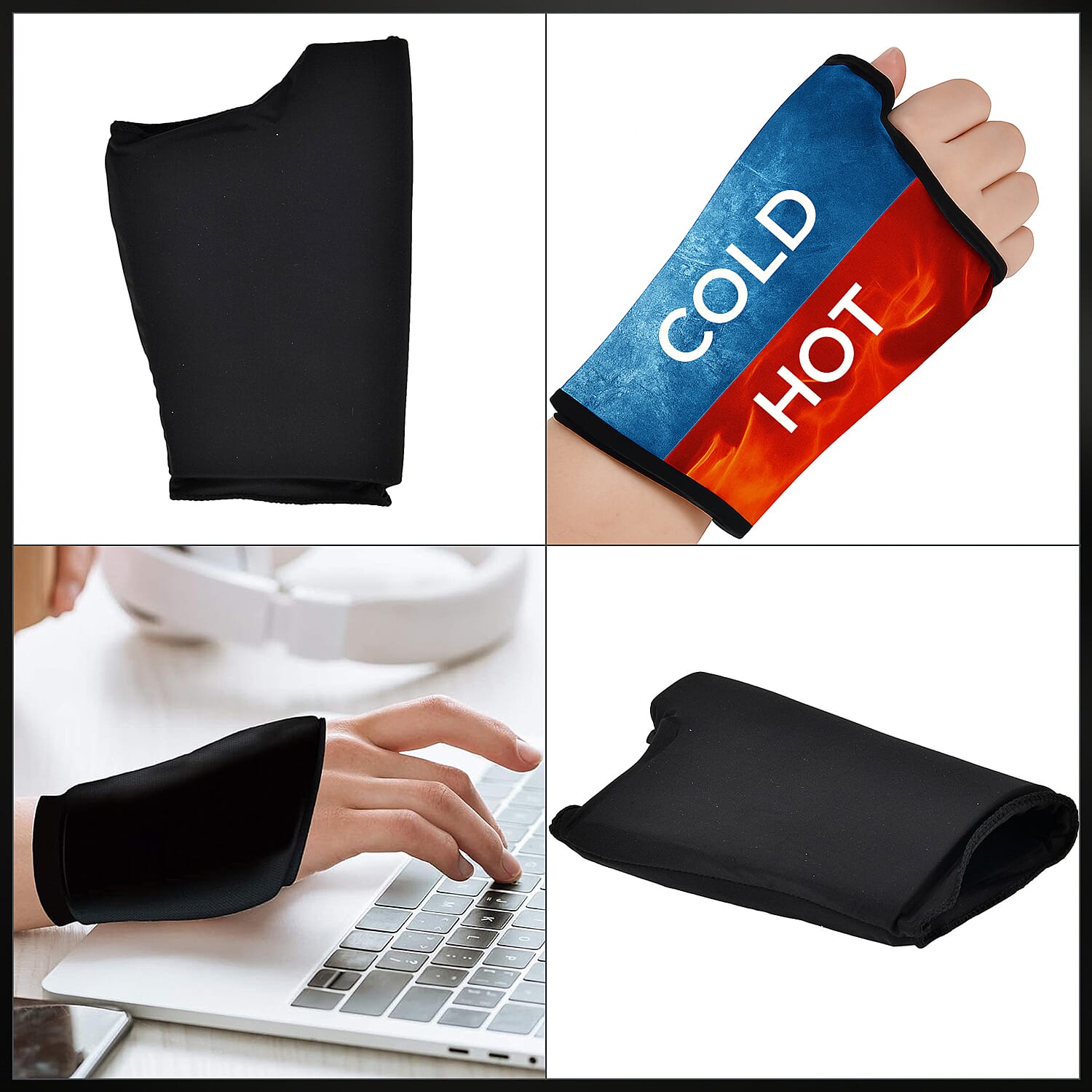 Soothing Black Gel Sleeve for Hot & Cold Hand Therapy