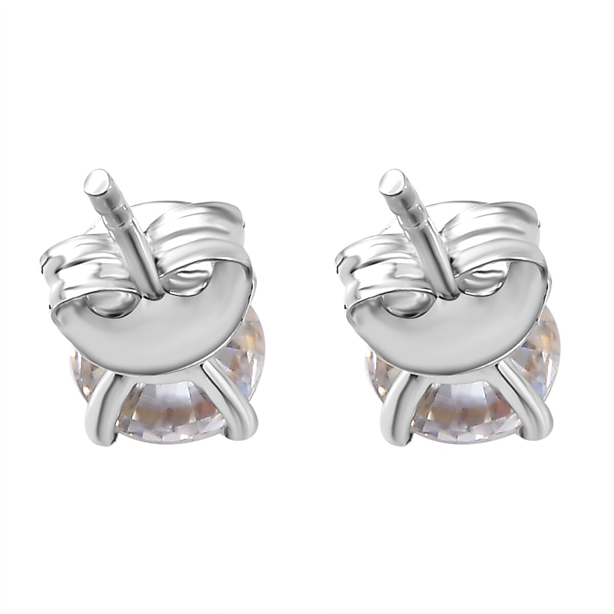 Dichroic Luminous Moissanite Solitaire Stud Earrings With Push Back in Rhodium Overlay Sterling Silver 1.50 Ct