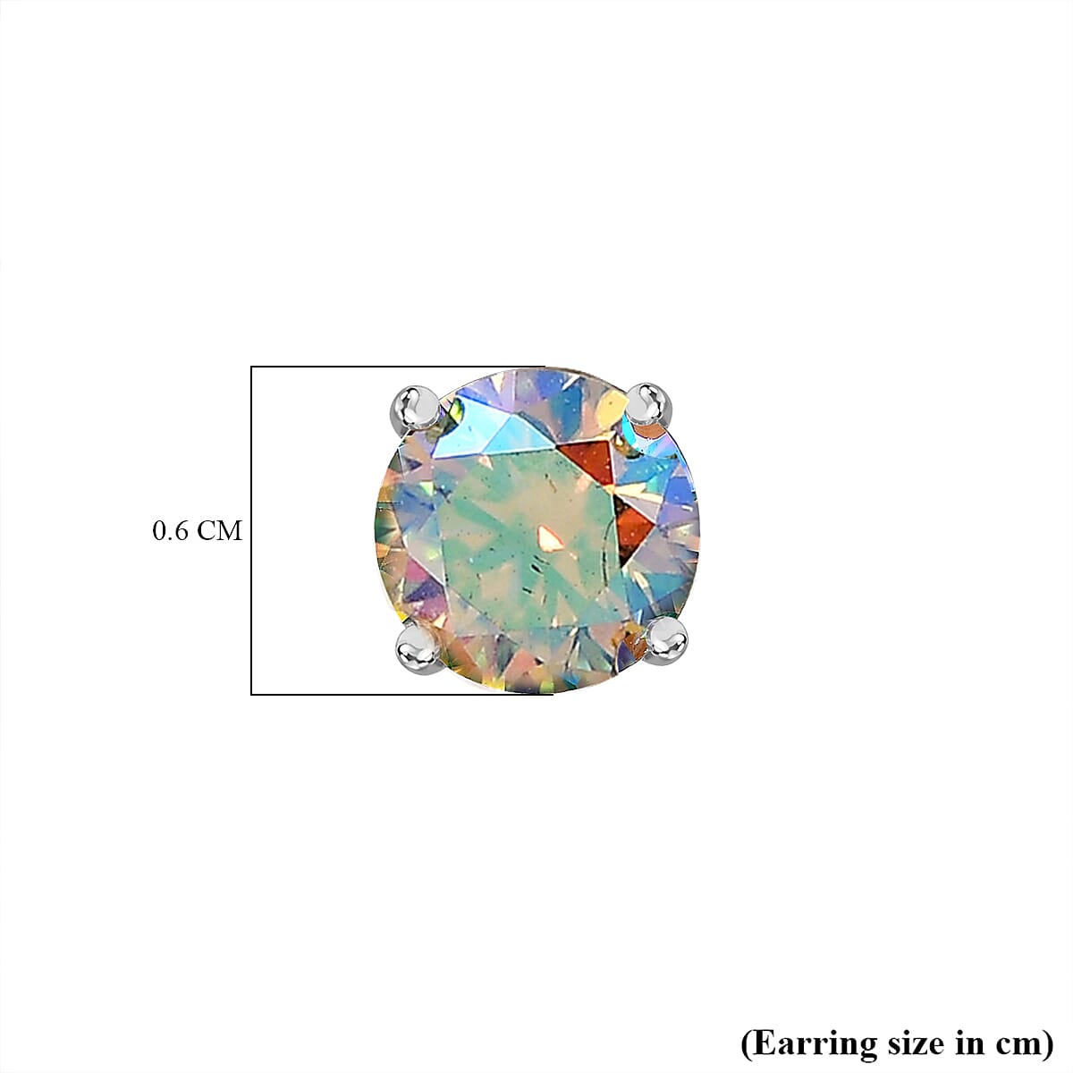 Dichroic Luminous Moissanite Solitaire Stud Earrings With Push Back in Rhodium Overlay Sterling Silver 1.50 Ct