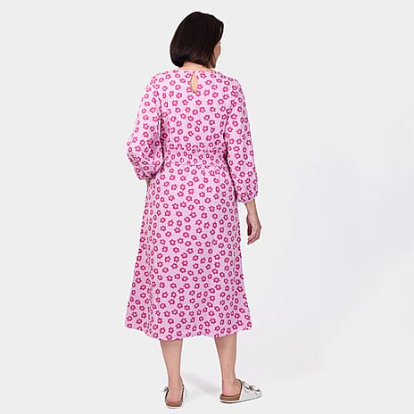 Closeout Deal Daisy Floral Printed Midi Dress (Size 12) - Pink