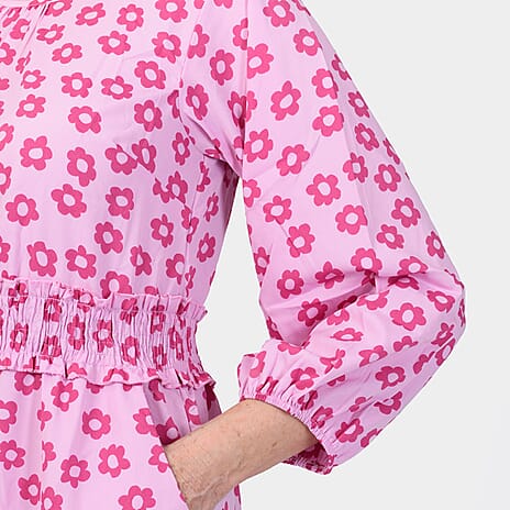 Closeout Deal Daisy Floral Printed Midi Dress (Size 10) - Pink