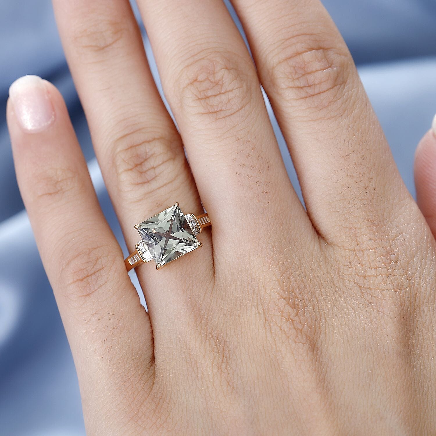 First Time Ever - 22K Yellow Gold AAAA Princess Cut Natural Turkizite (4.16Ct) & White Diamond (EF-VS) Ring 4.32 Ct