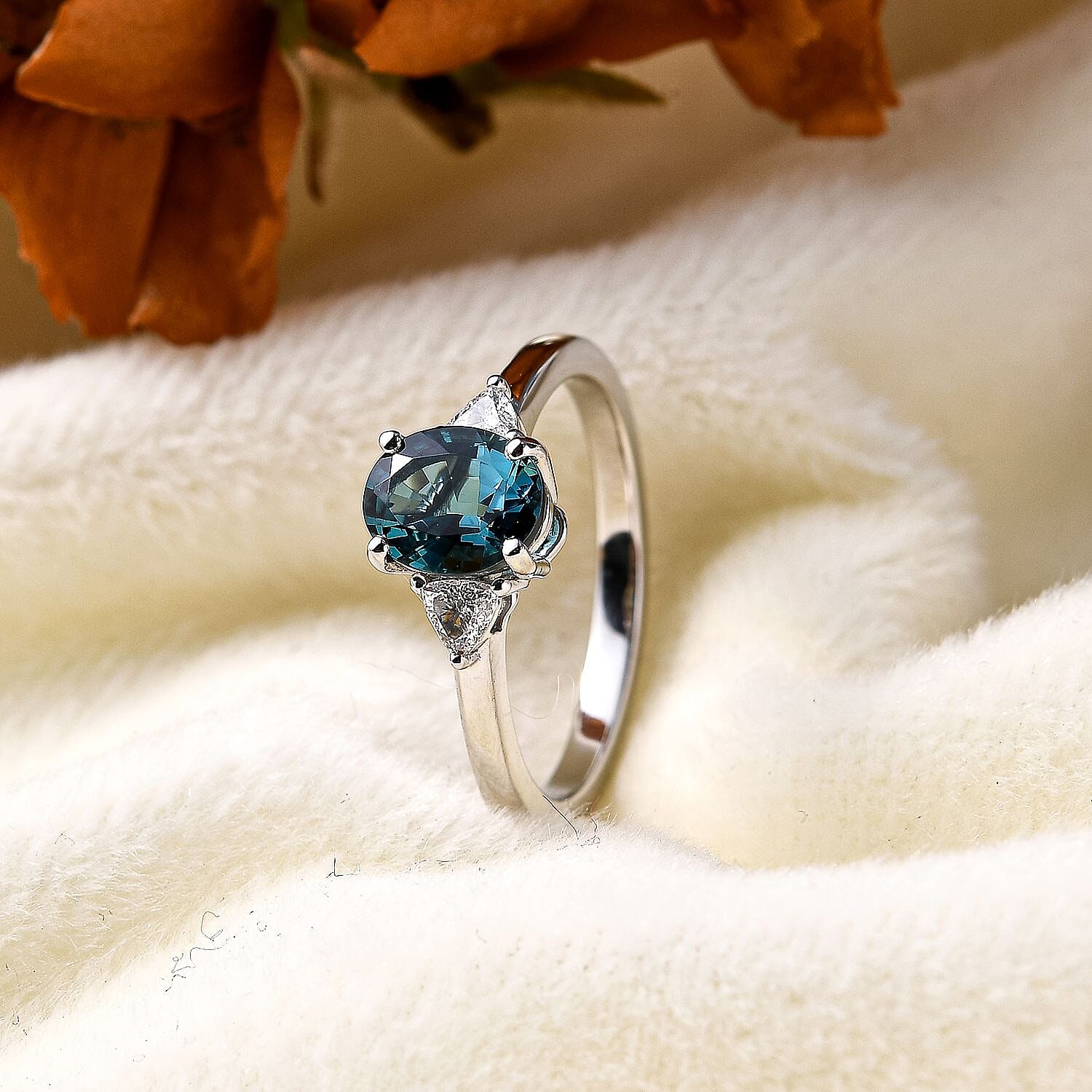 AAAA Mutuca Indicolite and Diamond (VS - EF) Solitaire Ring in 950 Platinum 1.19  Ct.