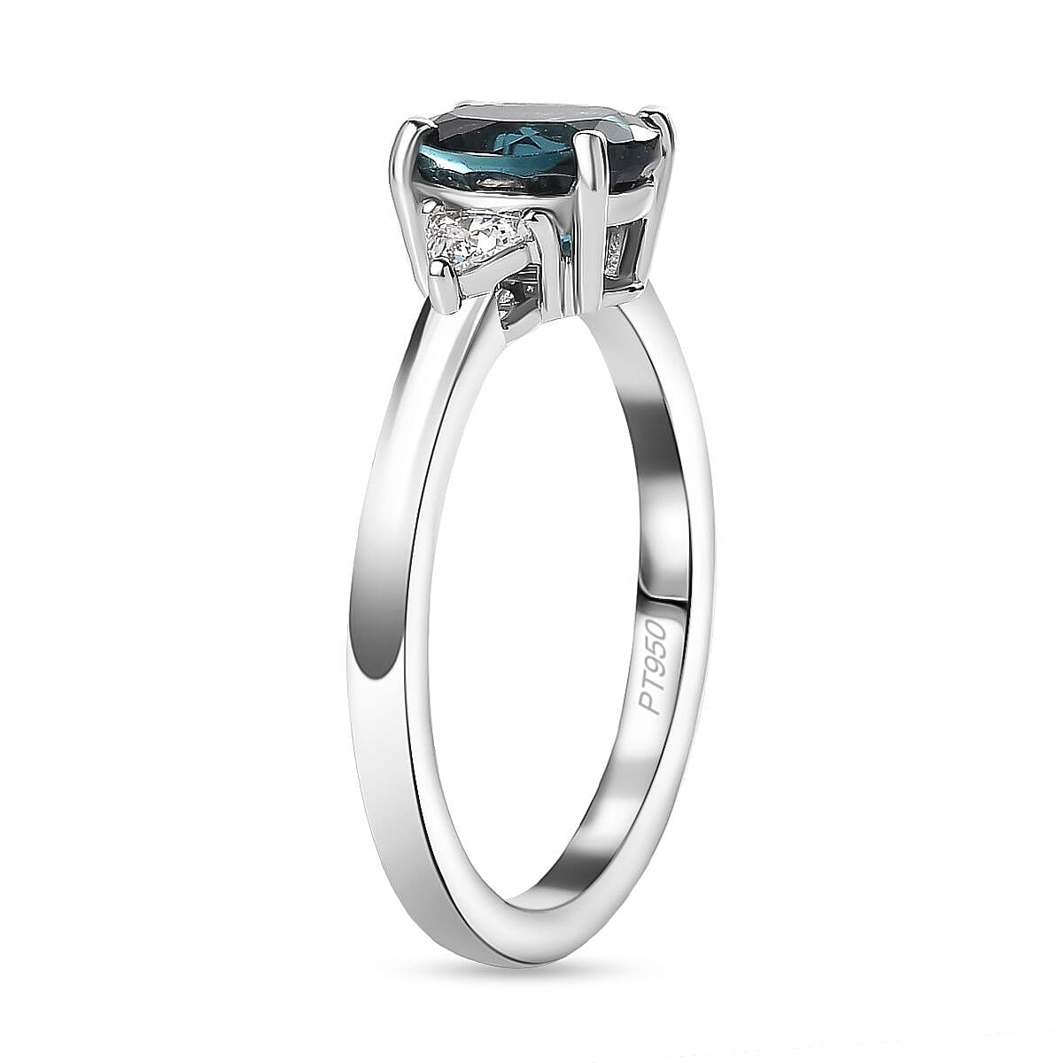 AAAA Mutuca Indicolite and Diamond (VS - EF) Solitaire Ring in 950 Platinum 1.19  Ct.