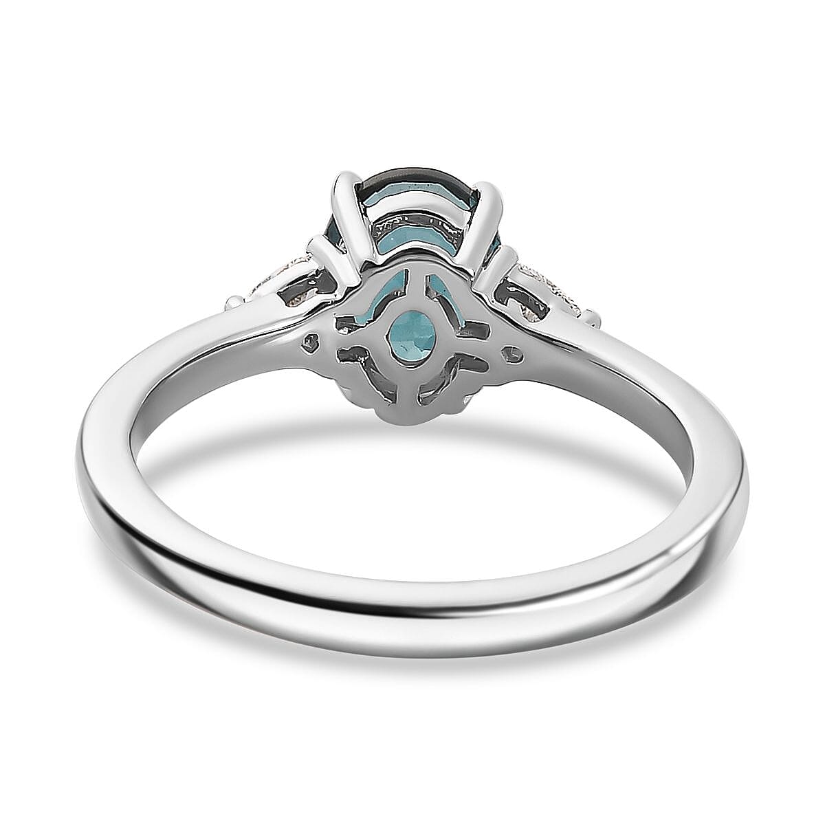 AAAA Mutuca Indicolite and Diamond (VS - EF) Solitaire Ring in 950 Platinum 1.19  Ct.