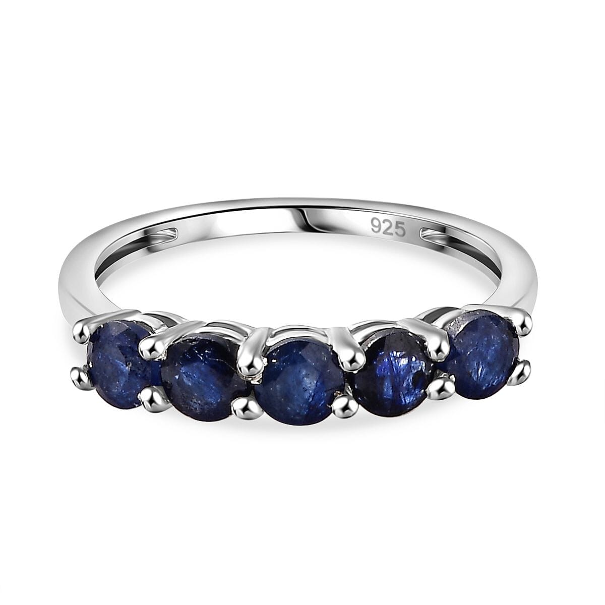 Blue Sapphire  Ring in Platinum Overlay Sterling Silver 1.480  Ct.