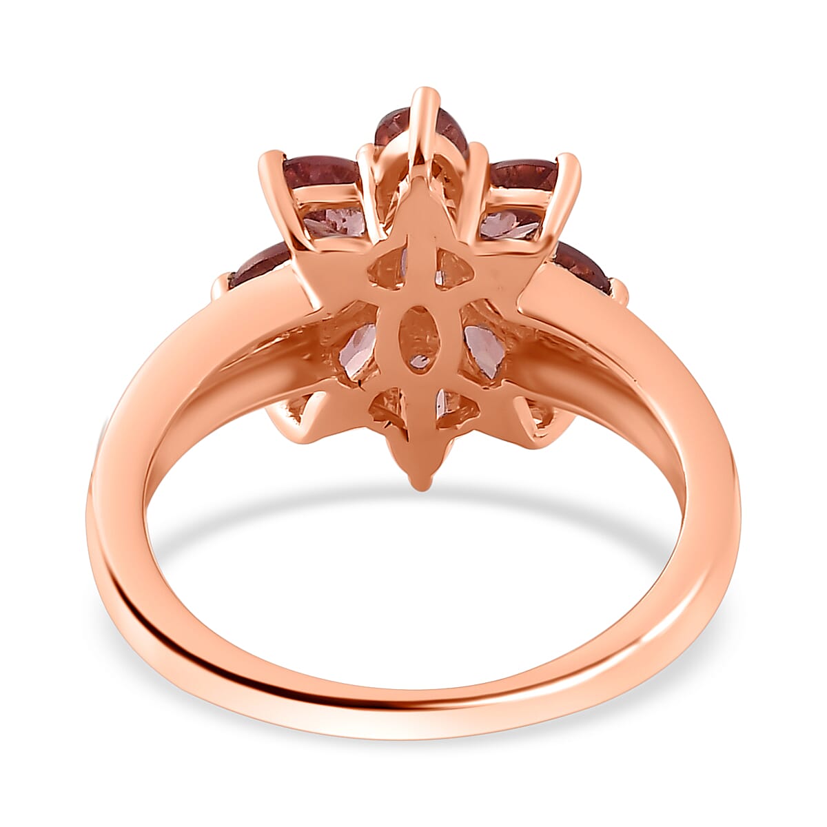 Tanzanian Blush Garnet Floral Ring in 18K RG Vermeil Plated Sterling Silver 2.70 Ct