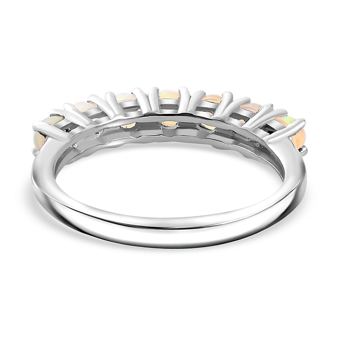 Ethiopian Welo Opal 7 Stone Ring in Platinum Overlay Sterling Silver