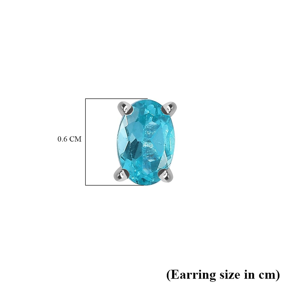 Blue Apatite Solitaire Stud Earrings in Platinum Overlay Sterling Silver 1.00 Ct.