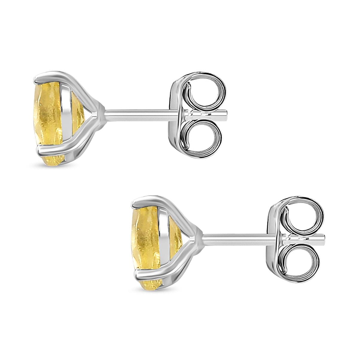 Yellow Apatite Solitaire Earrings in Platinum Overlay Sterling Silver 1.00  Ct.