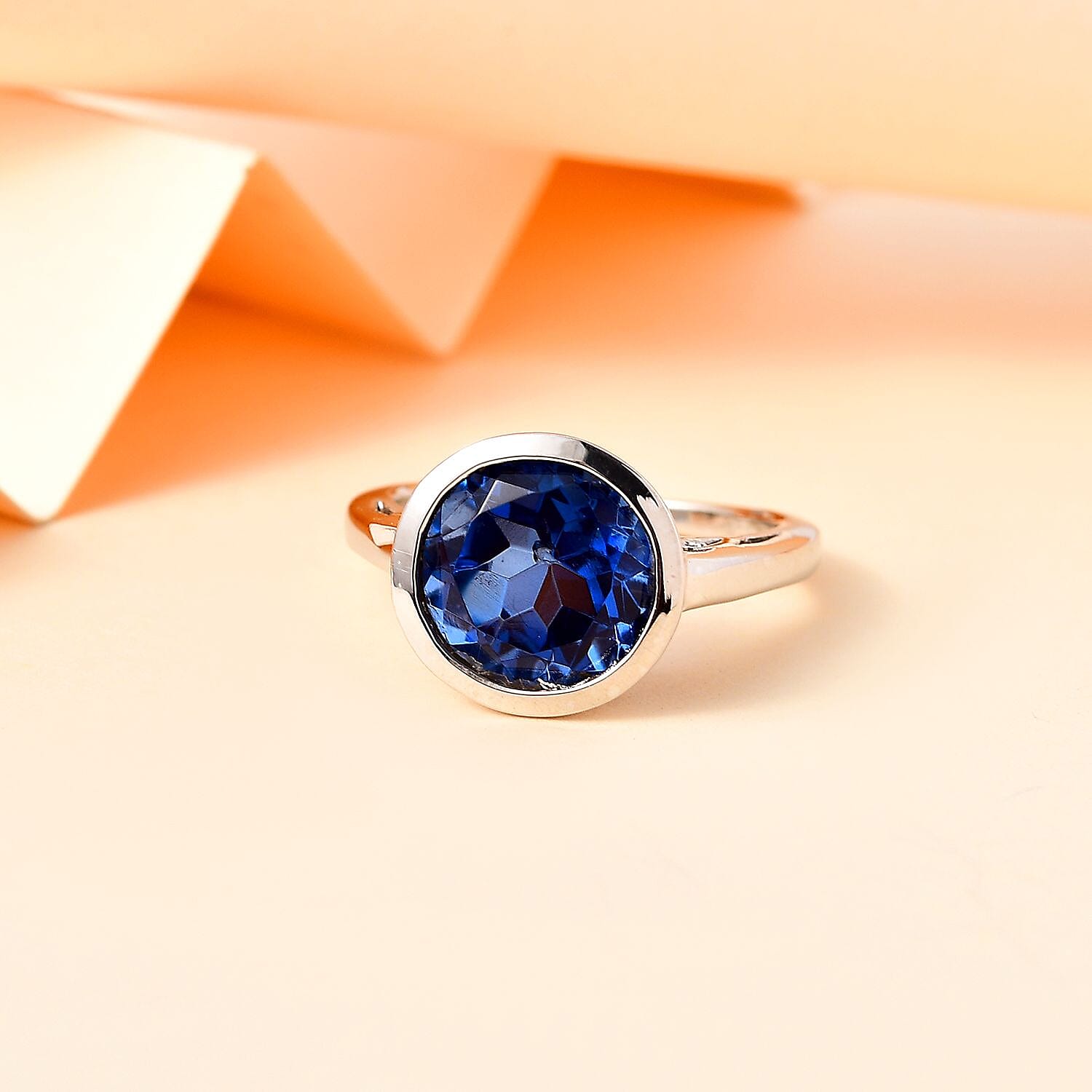 Ceylon Color Quartz Solitaire Ring in Platinum Overlay Sterling Silver 4.02 Ct