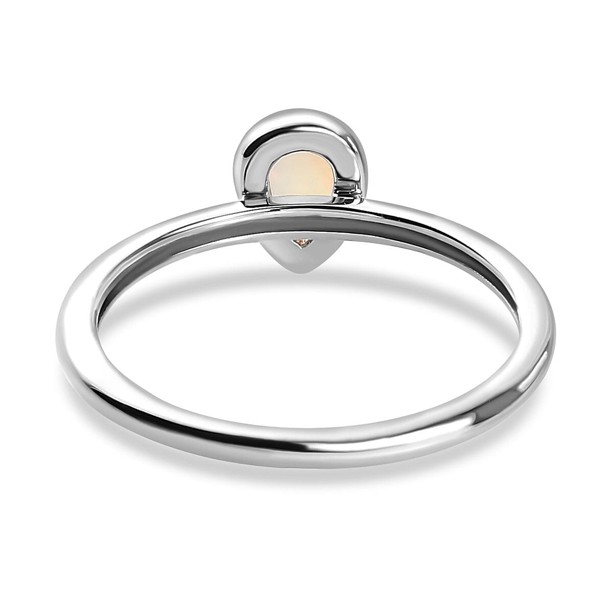 Natural Ethiopian Opal Solitaire Ring in Platinum Overlay Sterling Silver