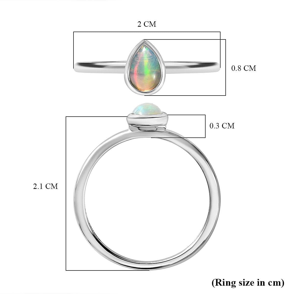Natural Ethiopian Opal Solitaire Ring in Platinum Overlay Sterling Silver