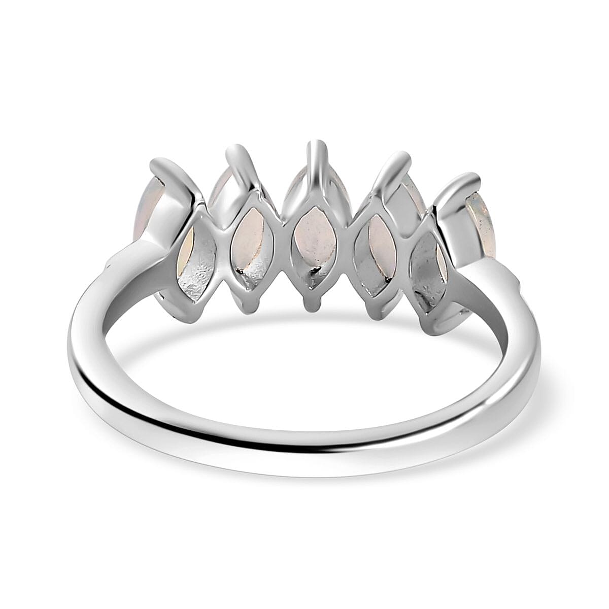 Ethiopian Welo Opal 5 Stone Ring in Platinum Overlay Sterling Silver Ethiopian Welo Opal 5 Stone Ring in Platinum Overlay Sterling Silver
