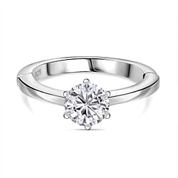 Moissanite Solitaire Ring in Sterling Silver