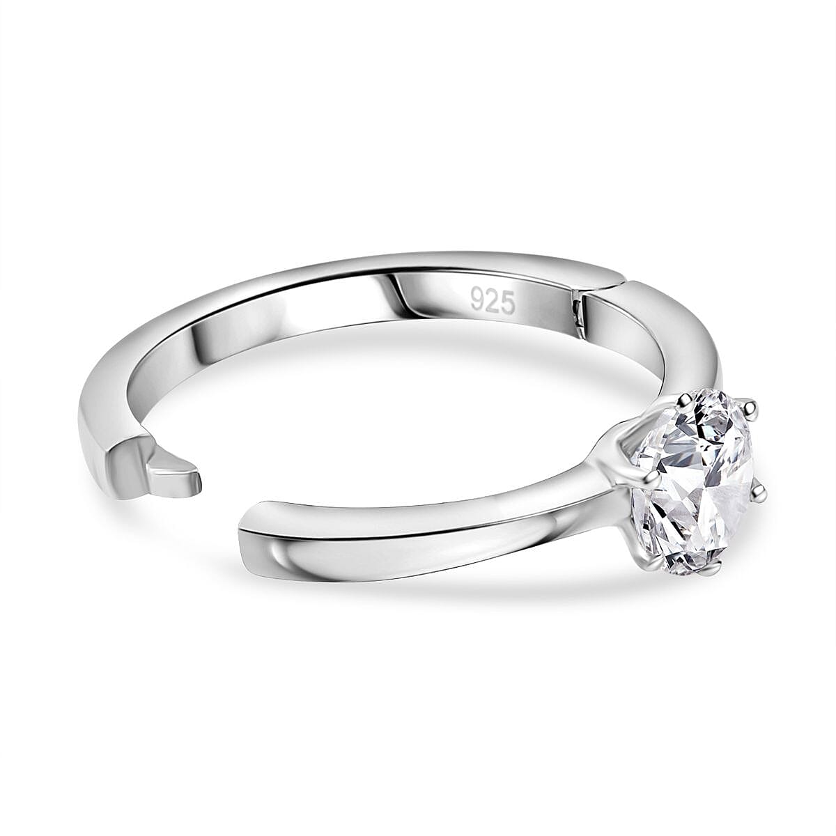 Moissanite Solitaire Ring in Sterling Silver