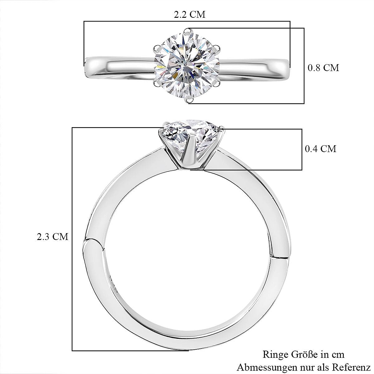 Moissanite Solitaire Ring in Sterling Silver