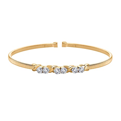 JCK Vegas Find Luxuriant - 9K Yellow Gold SGL Certified Lab Grown Diamond (VS-EF) Bangle (Size - 7.5) 1.03 Ct, Gold Wt 6.88 Gms.