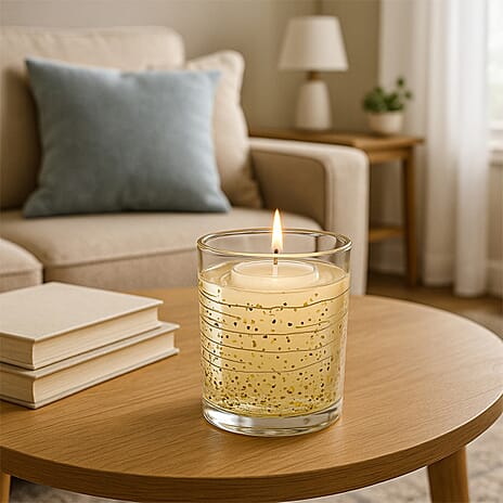 Glass LED Burning Real Candle - Gold
