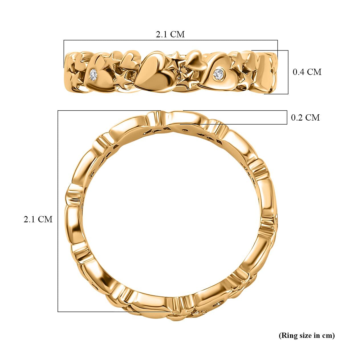 Diamond Heart Band Ring Sterling Silver