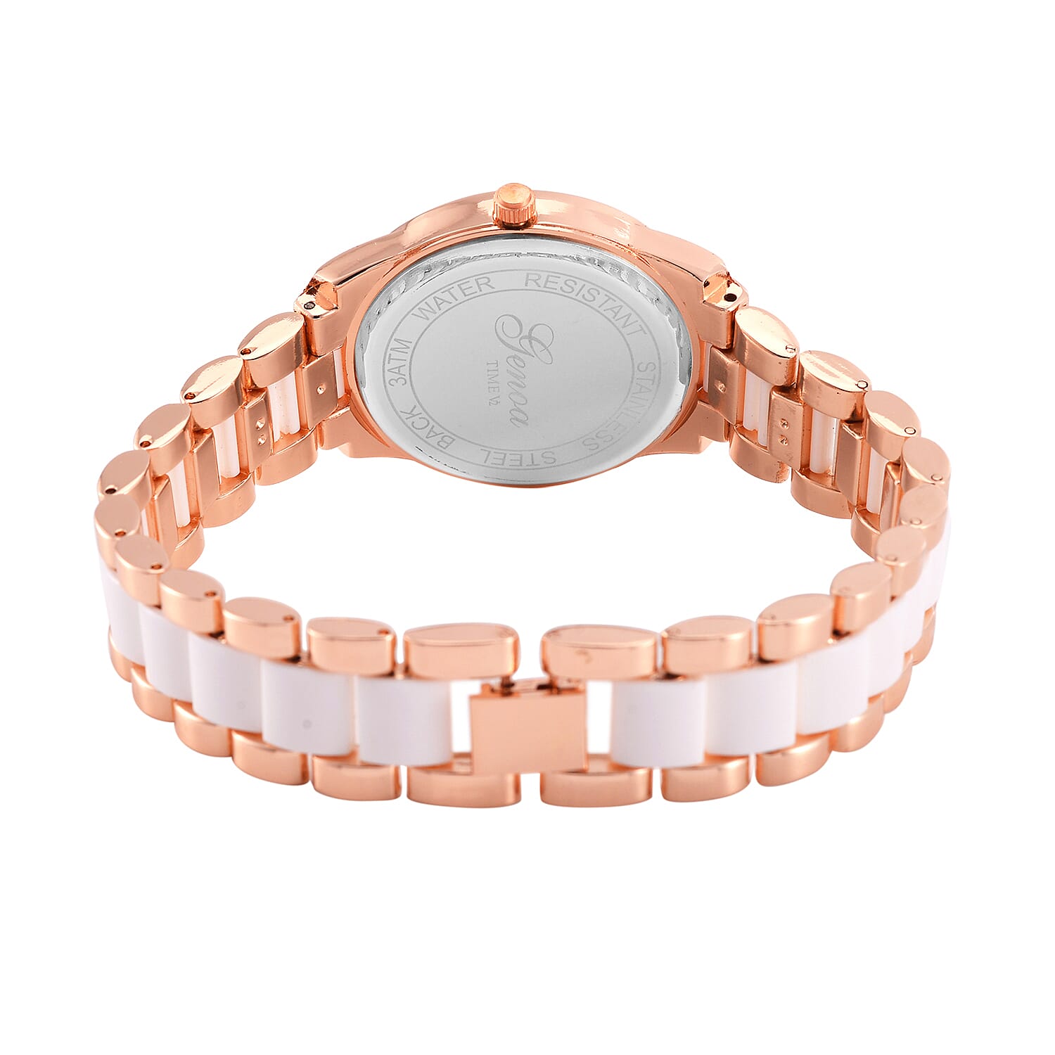 GENOA Japan Movt. 3ATM WR Crystal Studded Butterfly Pattern Watch with Stainless Steel Strap in Dual Tone