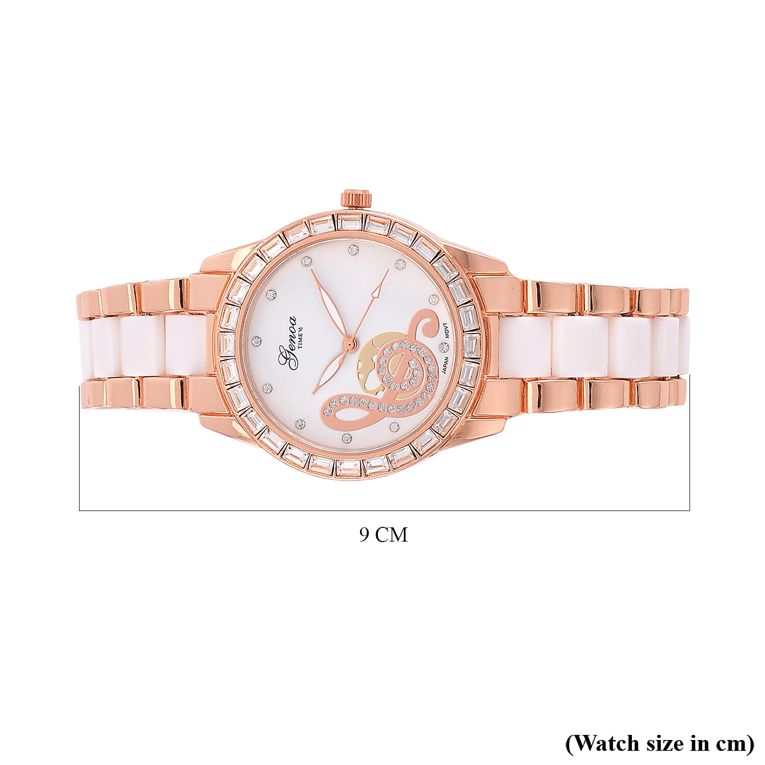 GENOA Japan Movt. 3ATM WR Crystal Studded Music Pattern Watch with Stainless Steel Strap in Dual Tone GENOA Japan Movt. 3ATM WR Crystal Studded Music Pattern Watch with Stainless Steel Strap in Dual Tone