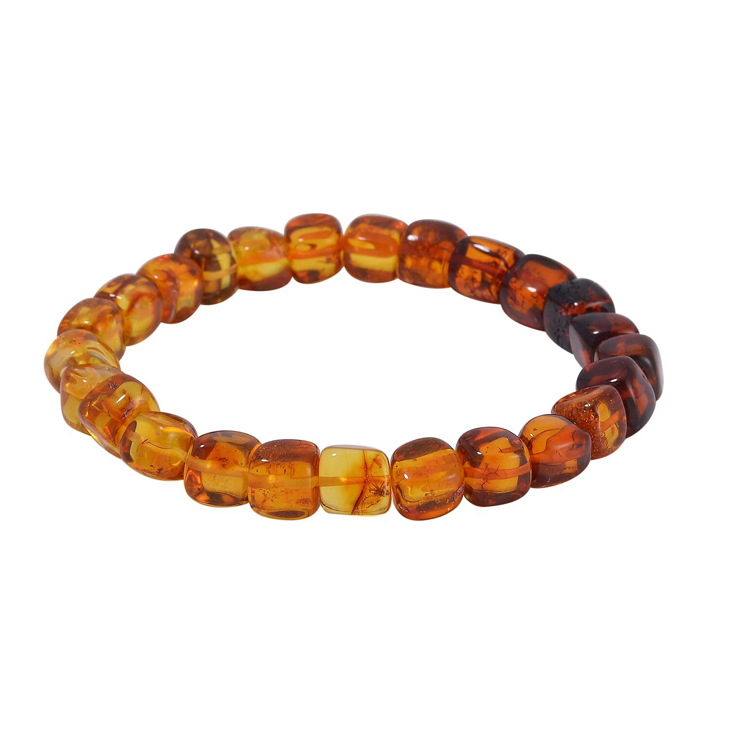 Multi Colour Amber Stretchable Bracelet (Size 7-7.5) 55.15 Ct