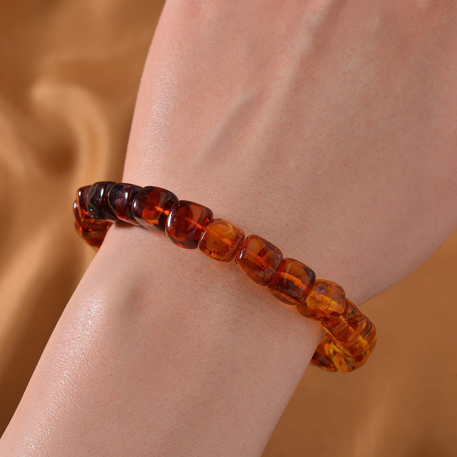 Multi Colour Amber Stretchable Bracelet (Size 7-7.5) 55.15 Ct