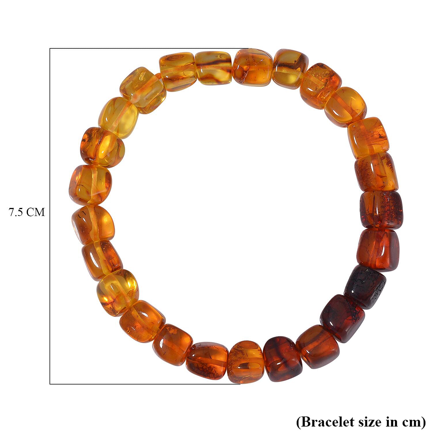 Multi Colour Amber Stretchable Bracelet (Size 7-7.5) 55.15 Ct