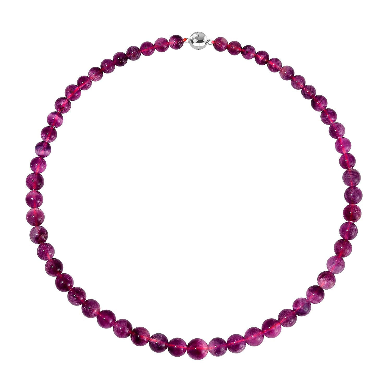 Pink Fluorite  Necklace (Size - 20) in Rhodium Overlay Sterling Silver 274.00 Ct.