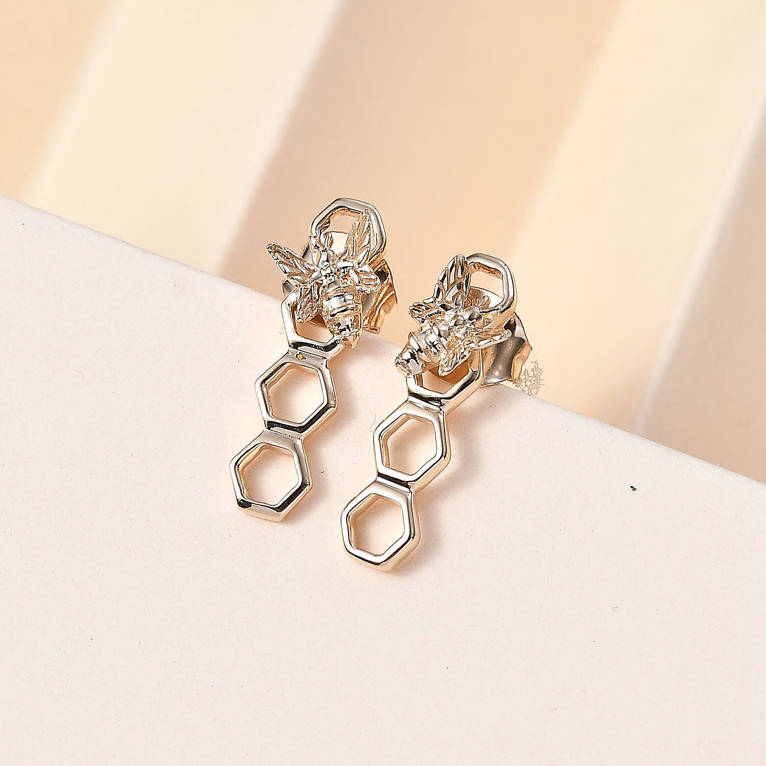 Designer Inspired - 9K Yellow Gold Dangle Earrings